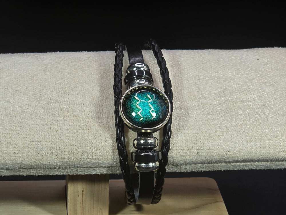 Zodiac Signs Spirit Bracelet - Zodiac Bracelet for Women - 12 Constellation Bracelets Multilayer Black Leather Wrap Bracelet