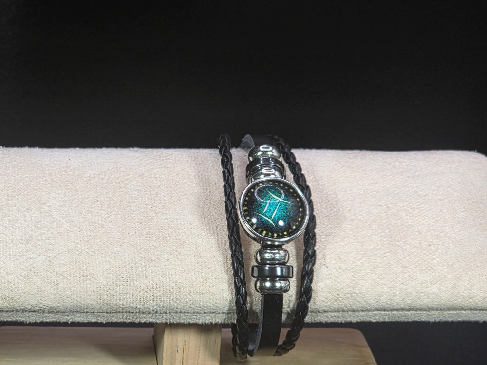 Zodiac Signs Spirit Bracelet - Zodiac Bracelet for Women - 12 Constellation Bracelets Multilayer Black Leather Wrap Bracelet