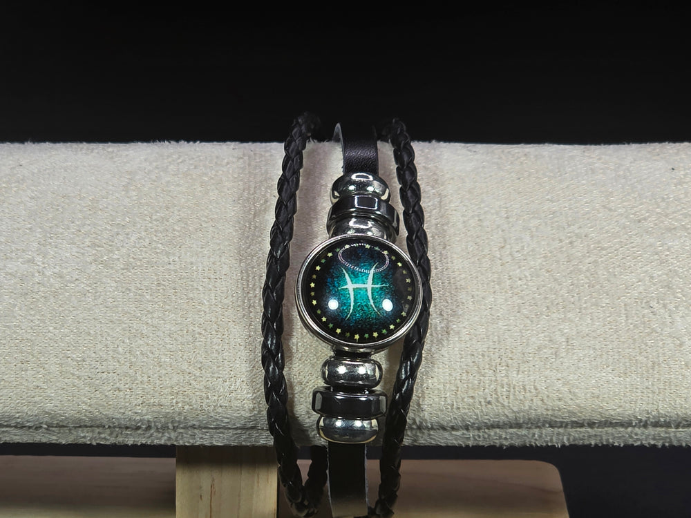 Zodiac Signs Spirit Bracelet - Zodiac Bracelet for Women - 12 Constellation Bracelets Multilayer Black Leather Wrap Bracelet