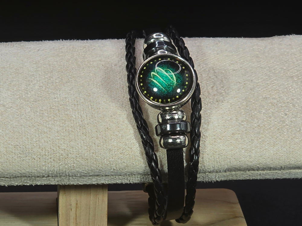 Zodiac Signs Spirit Bracelet - Zodiac Bracelet for Women - 12 Constellation Bracelets Multilayer Black Leather Wrap Bracelet