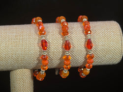 Weekend Stackable Bracelet with Silvered Beads, Agate Stones and Czech Crystal For Women - Orange for Joy, Optimism and Excitement