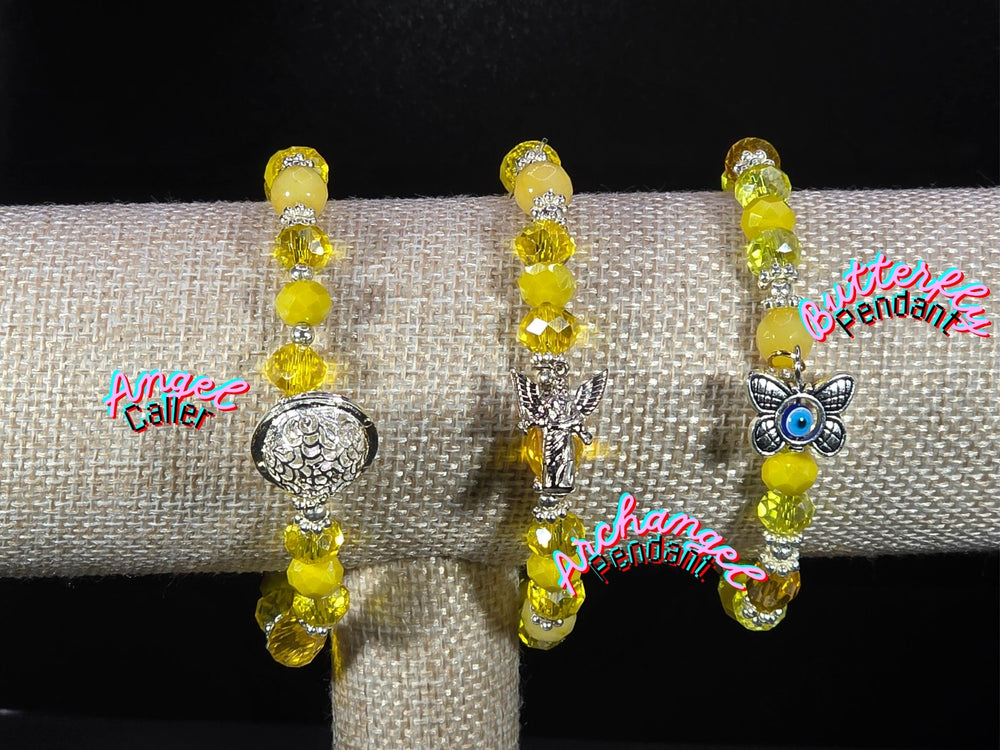 Weekend Stackable Bracelet with Silvered Beads, Agate Stones and Czech Crystal For Women - Yellow for Positivity, Joy and Enlightenment