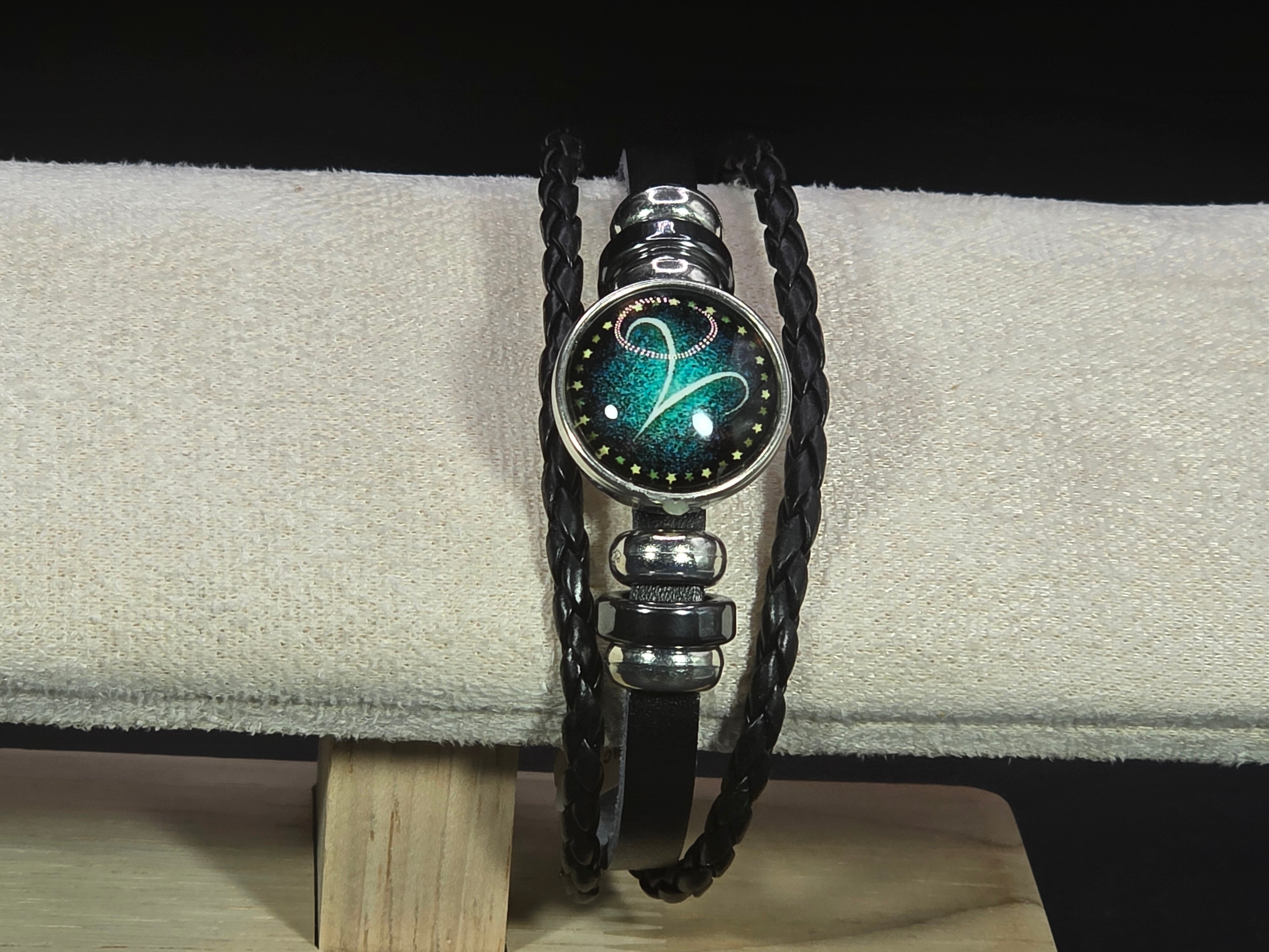 Zodiac Signs Spirit Bracelet - Zodiac Bracelet for Women - 12 Constellation Bracelets Multilayer Black Leather Wrap Bracelet