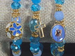 Weekend Stackable Bracelet with Gold Plated Beads, Agate Stones and Czech Crystal For Women - Blue for Clarity, Creativity and Faith