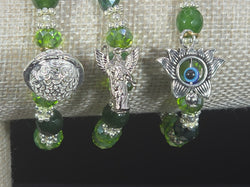 Weekend Stackable Bracelet with Silvered Beads, Agate Stones and Czech Crystal For Women - Green for Healing, Wealth and Growth